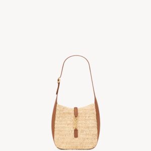 LE 5 À 7 supple small in raffia and leather